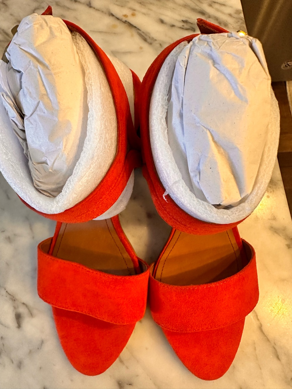 & Other Stories faux Suede Ankle-Strap Block Heels size 36 (us size 6 )